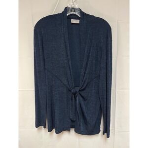 Chico's Travelers Navy Blue Slinky Knit Front Tie Cardigan Size Medium/Large UEC